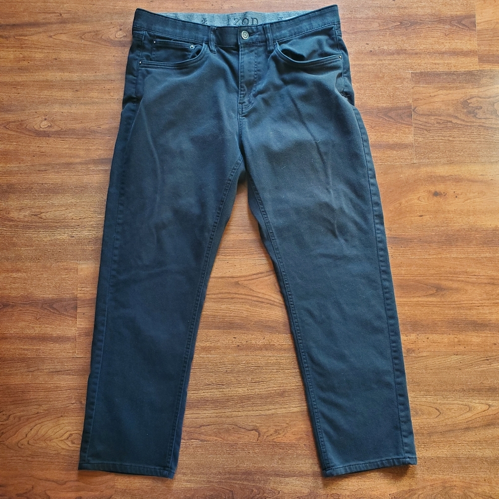 Izod Men's Straight Jeans Black Size 36x30 - Picture 2 of 8